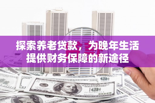 甘洛探索养老贷款，为晚年生活提供财务保障的新途径