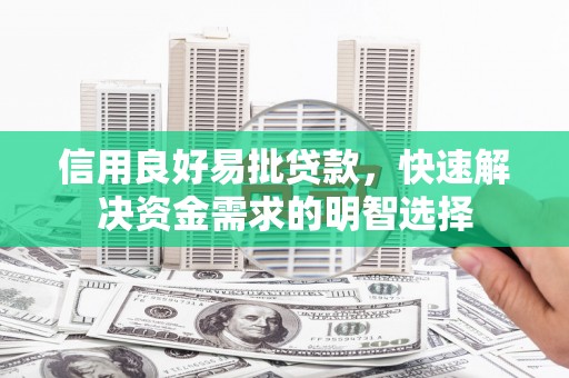甘洛信用良好易批贷款，快速解决资金需求的明智选择