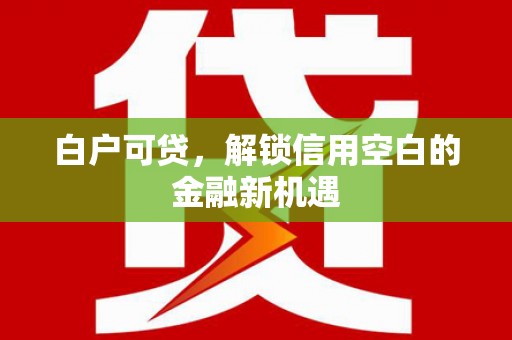 甘洛白户可贷，解锁信用空白的金融新机遇