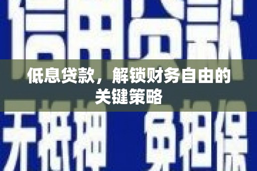 甘洛低息贷款，解锁财务自由的关键策略