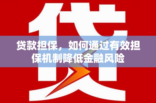甘洛贷款担保，如何通过有效担保机制降低金融风险